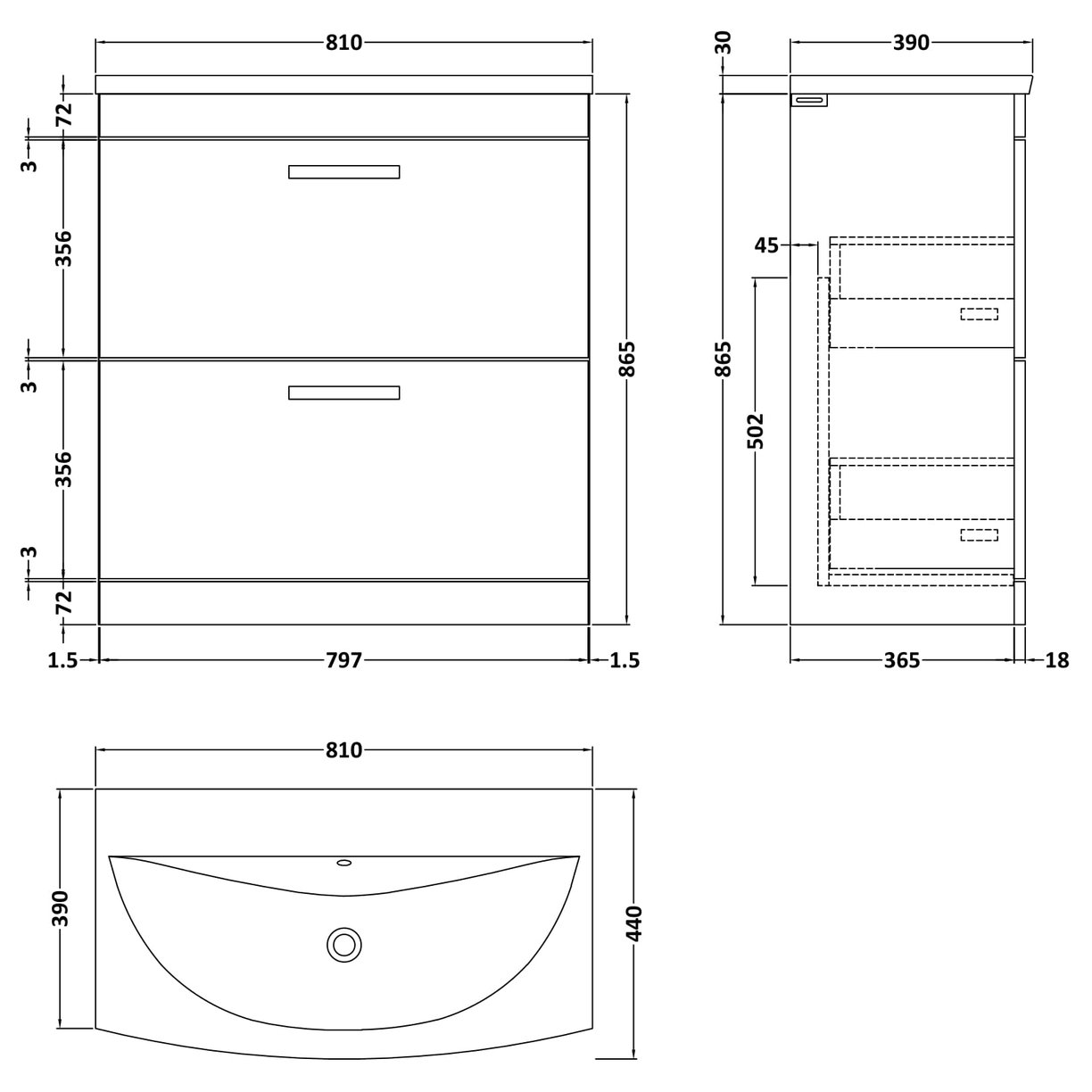 800 FS 2-Drawer Vanity & Basin 4
