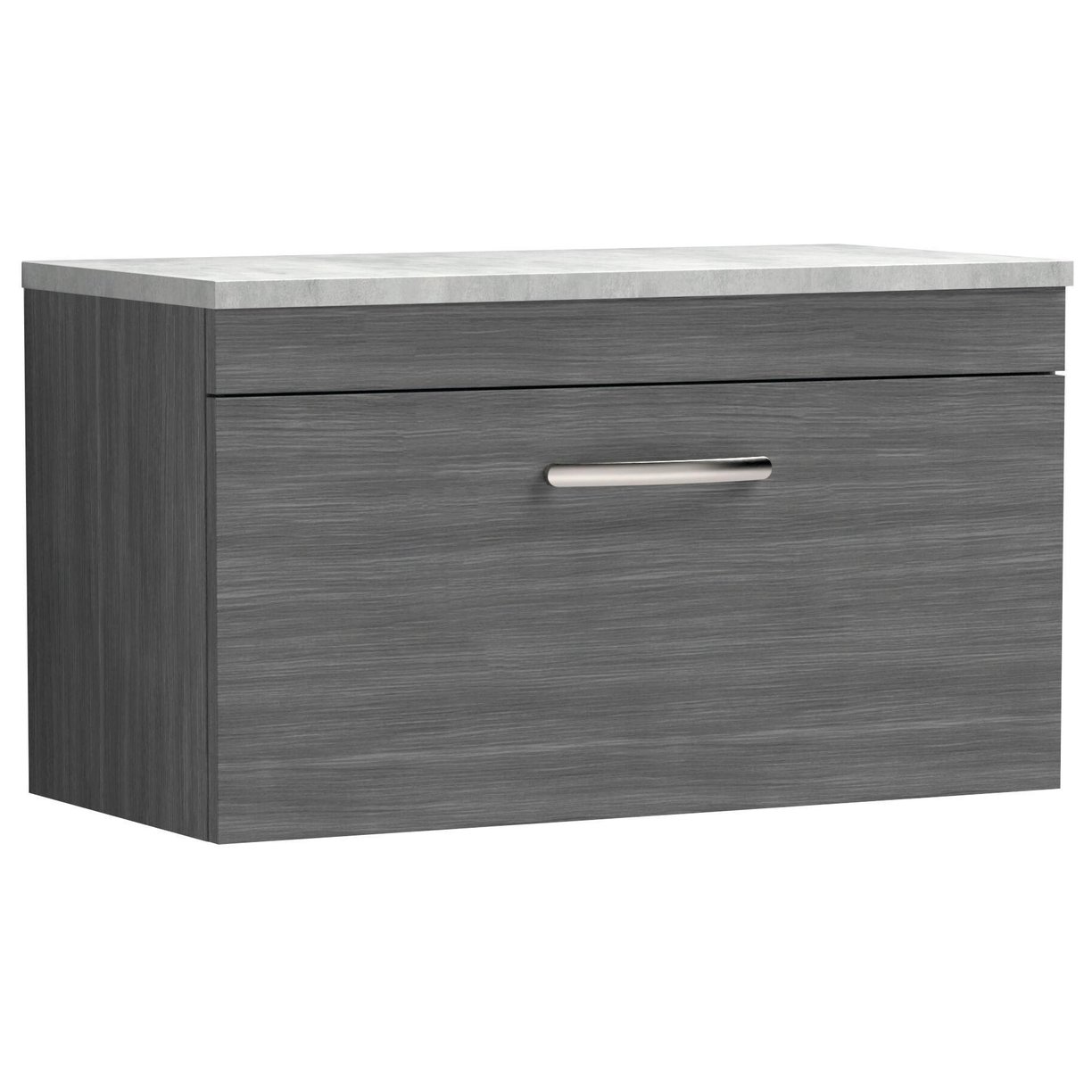 800mm WH Single Drawer Vanity & Worktop - Anthracite Woodgrain