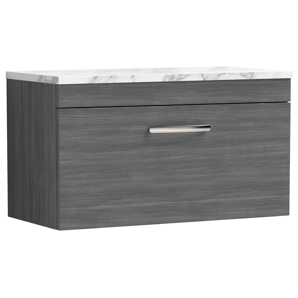 800mm W/H Single Drawer Unit & Lam Worktop - Grey Woodgrain