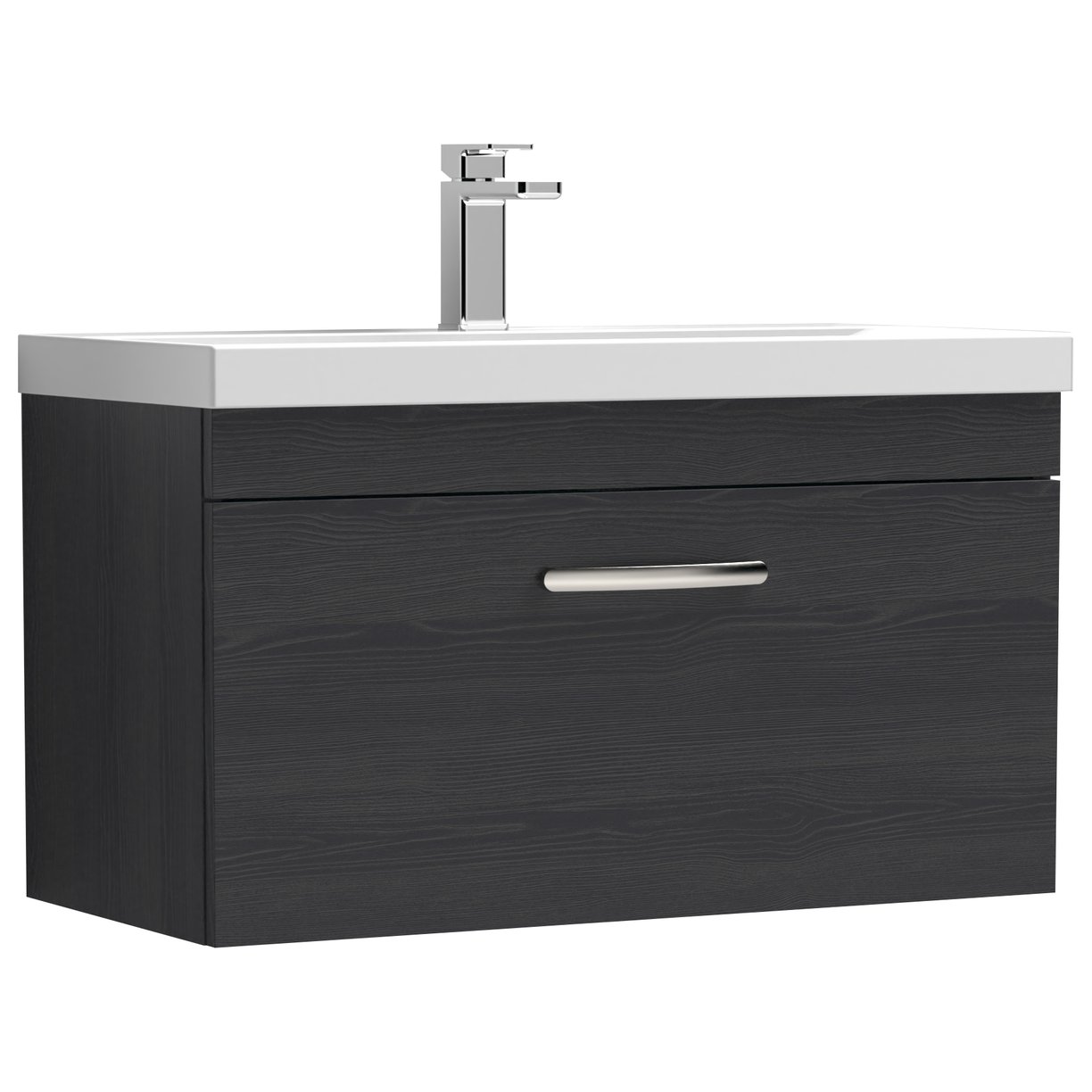 800mm WH Single Drawer Vanity & Basin 1 - Charcoal Black