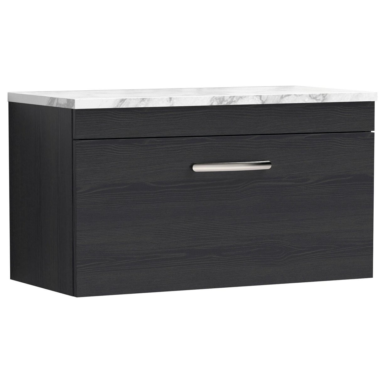 800mm W/H Single Drawer Unit & Lam Worktop - Black Woodgrain