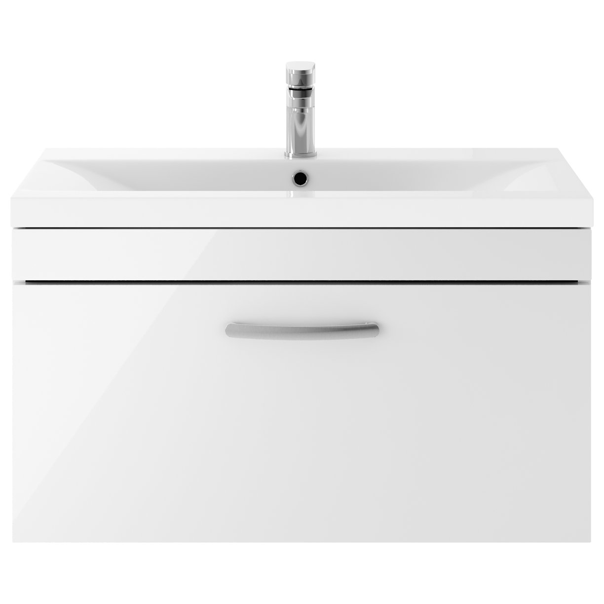 800mm WH Single Drawer Vanity & Basin 1 - Gloss White