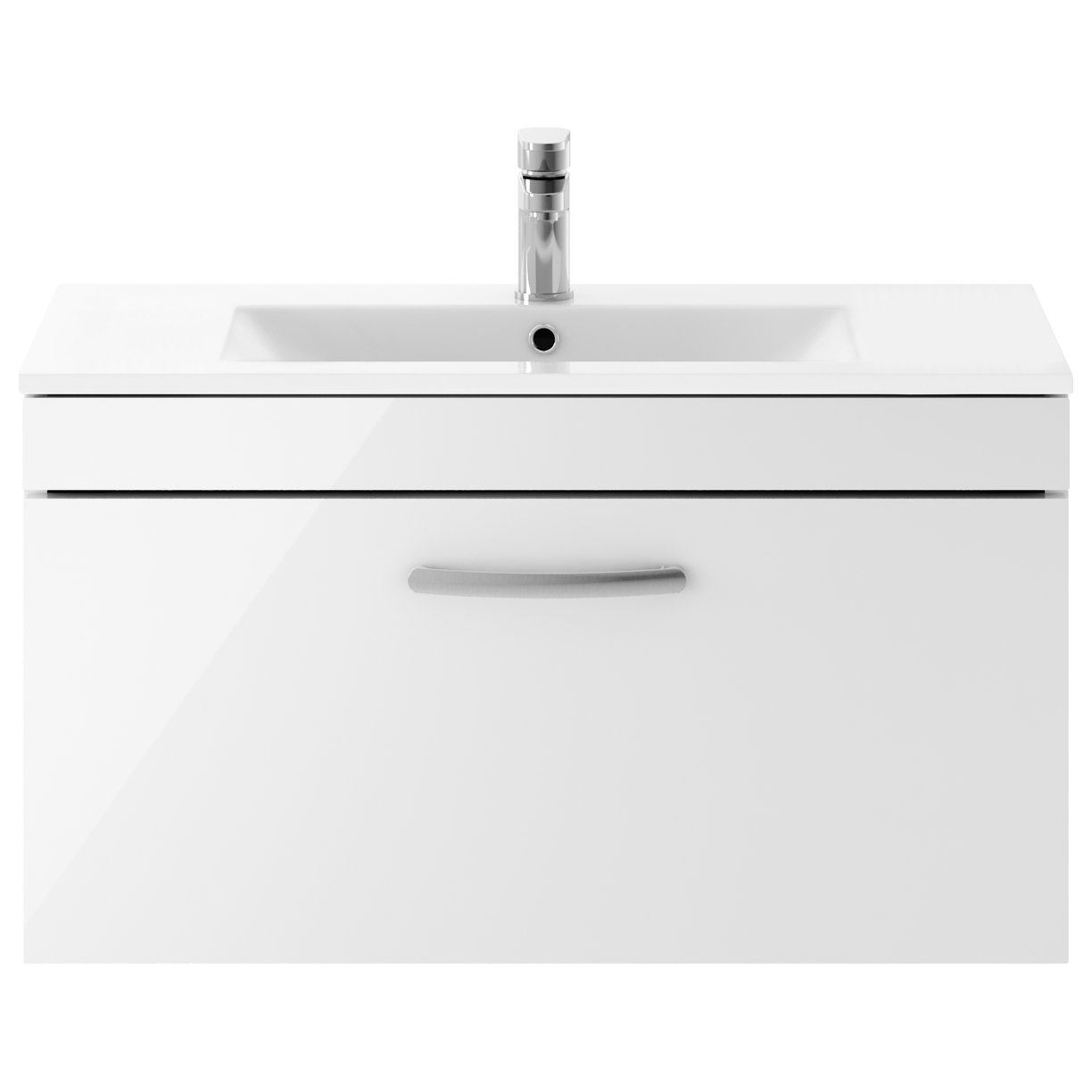 800mm WH Single Drawer Vanity & Basin 2 - Gloss White