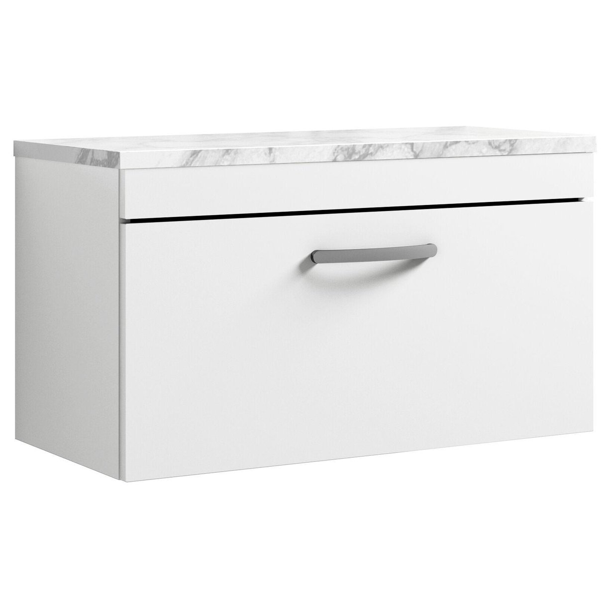 800mm W/H Single Drawer Unit & Lam Worktop - Gloss White