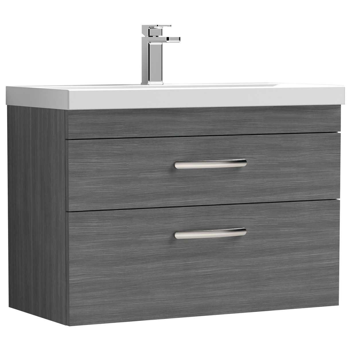 800mm WH 2-Drawer Vanity & Basin 1 - Anthracite Woodgrain