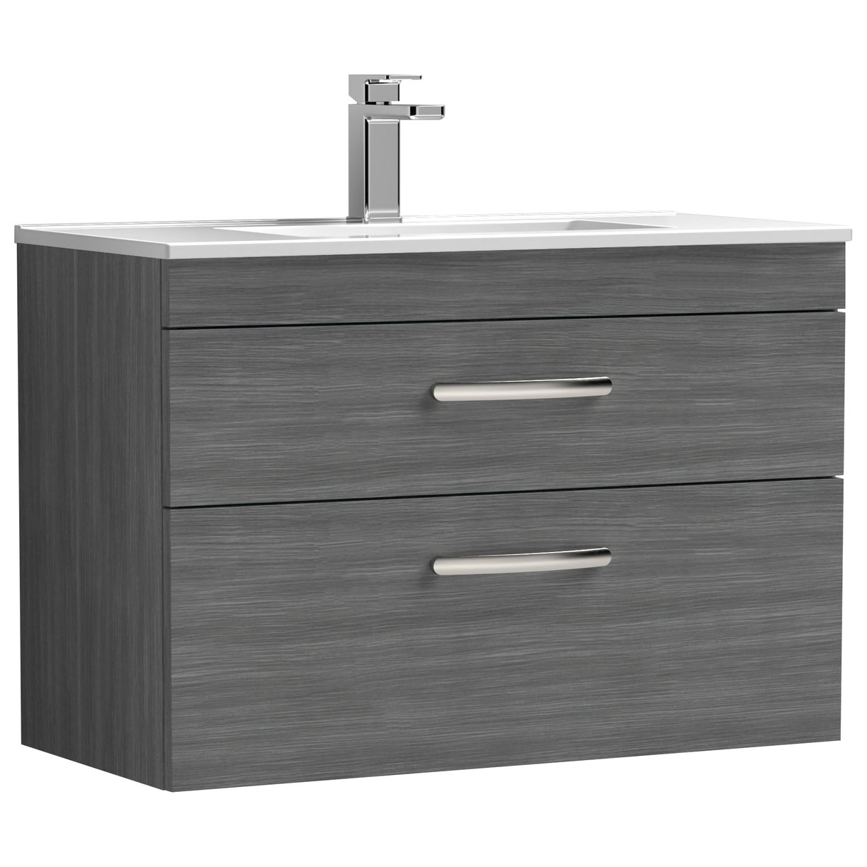 800mm WH 2-Drawer Vanity & Basin 2 - Anthracite Woodgrain