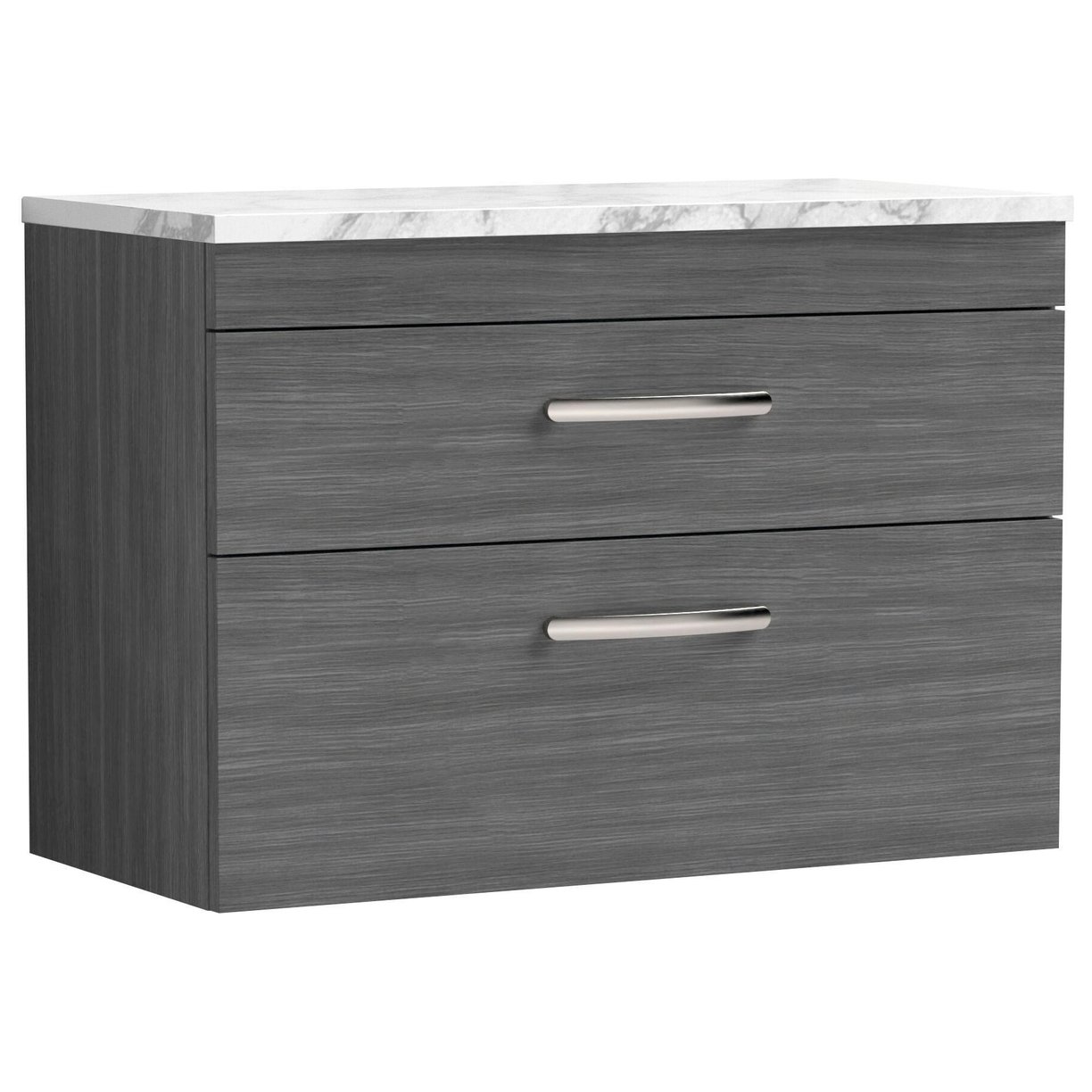 800mm W/H 2-Drawer Unit & Lam Worktop - Grey Woodgrain