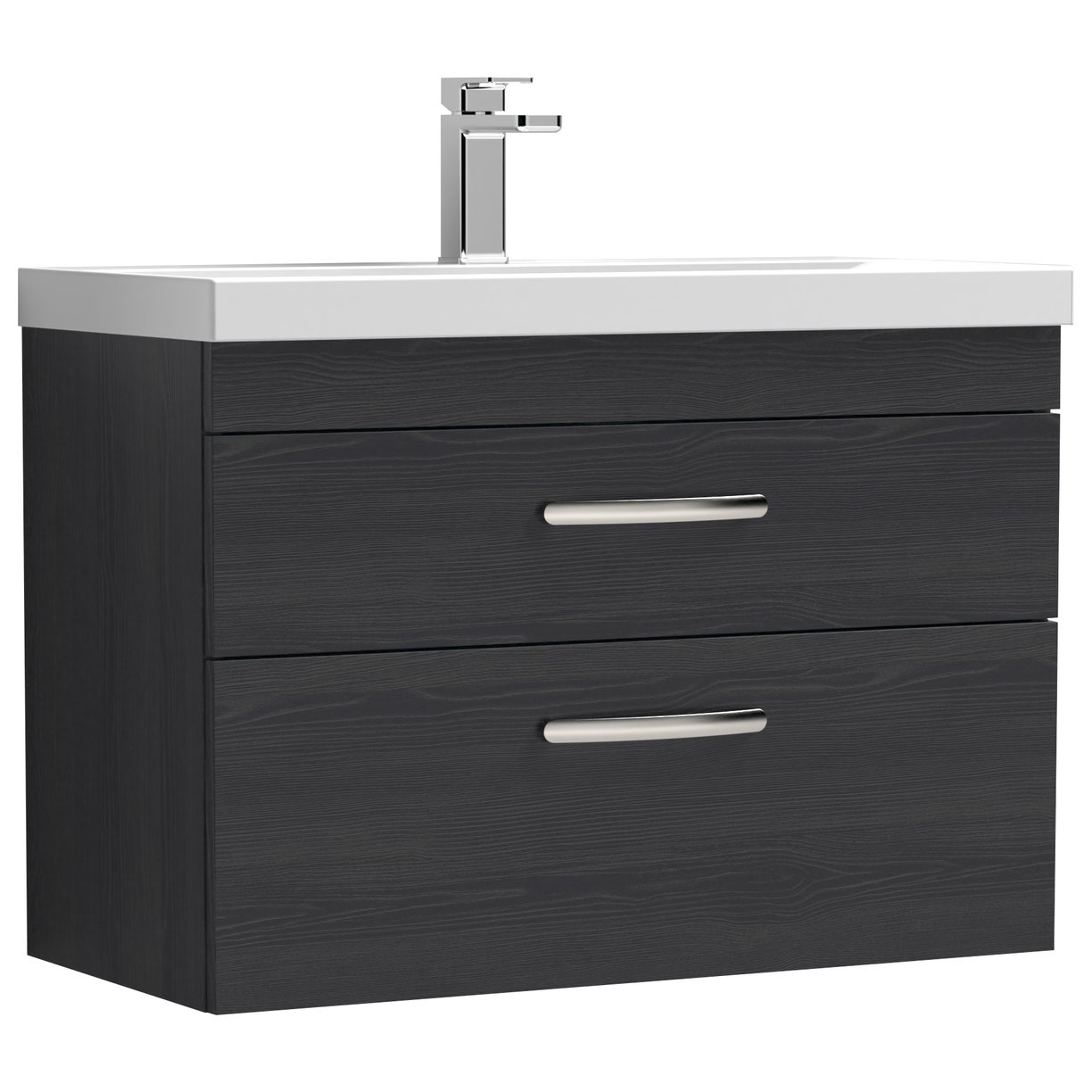 800mm WH 2-Drawer Vanity & Basin 1 - Charcoal Black
