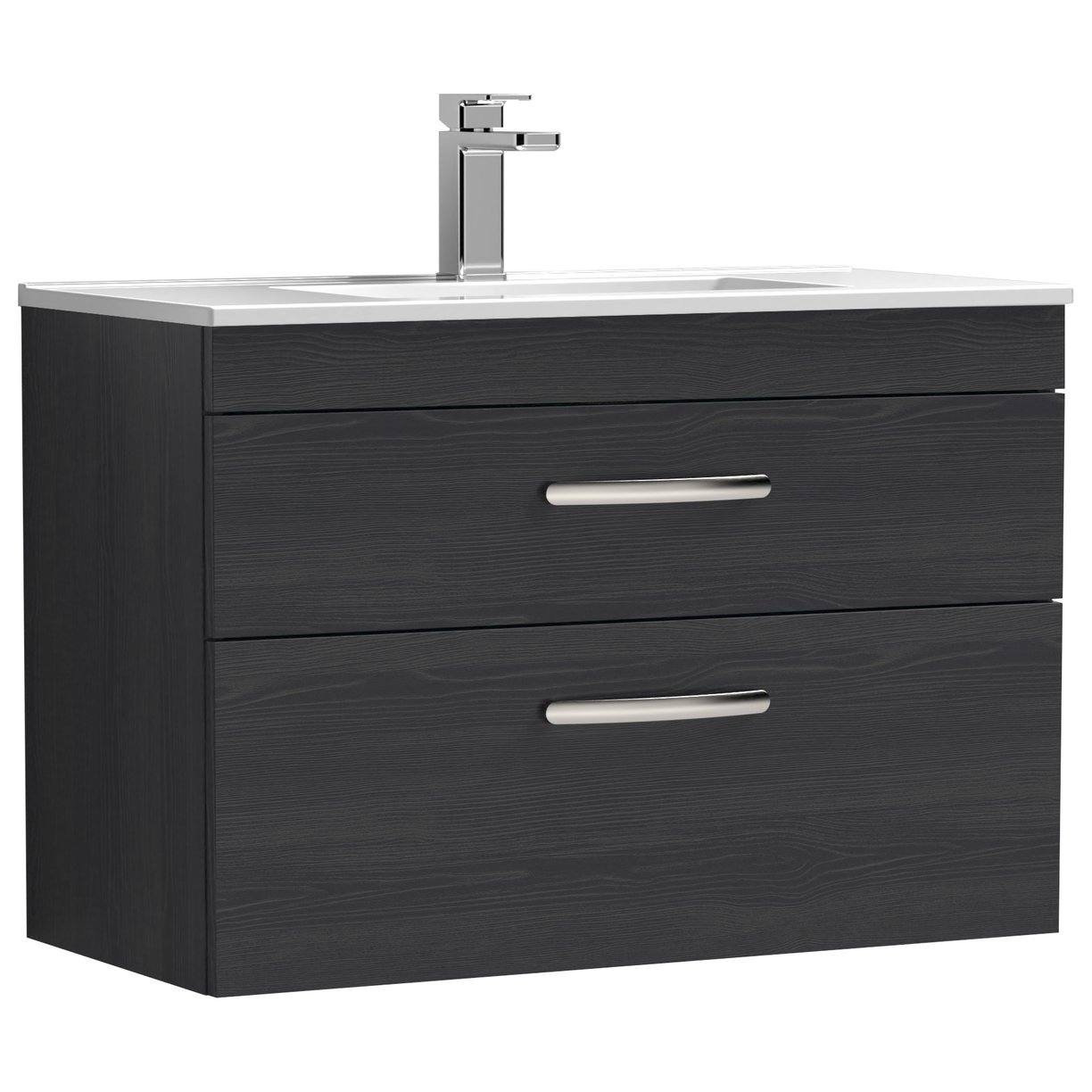 800mm WH 2-Drawer Vanity & Basin 2 - Charcoal Black