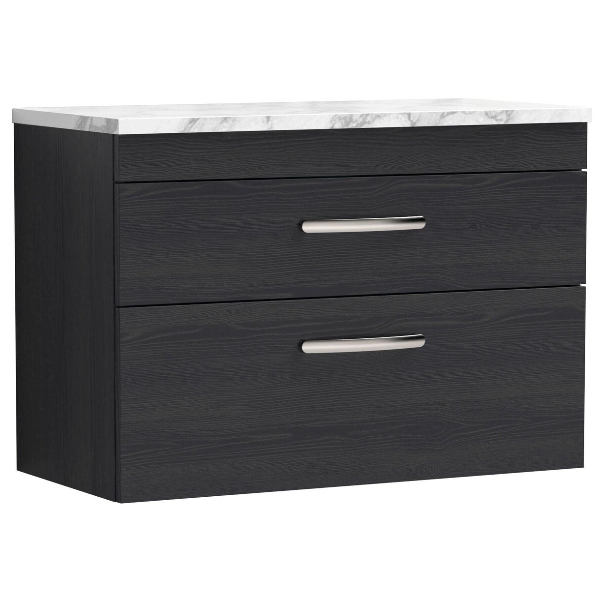 800mm W/H 2-Drawer Unit & Lam Worktop - Black Woodgrain