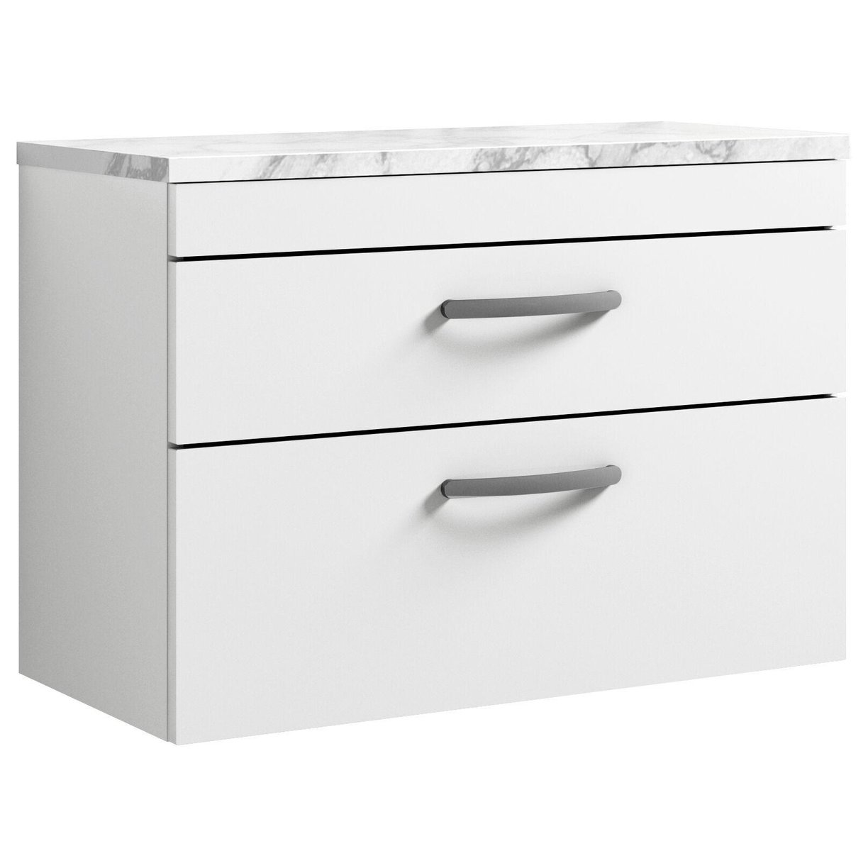 800mm W/H 2-Drawer Unit & Lam Worktop - Gloss White