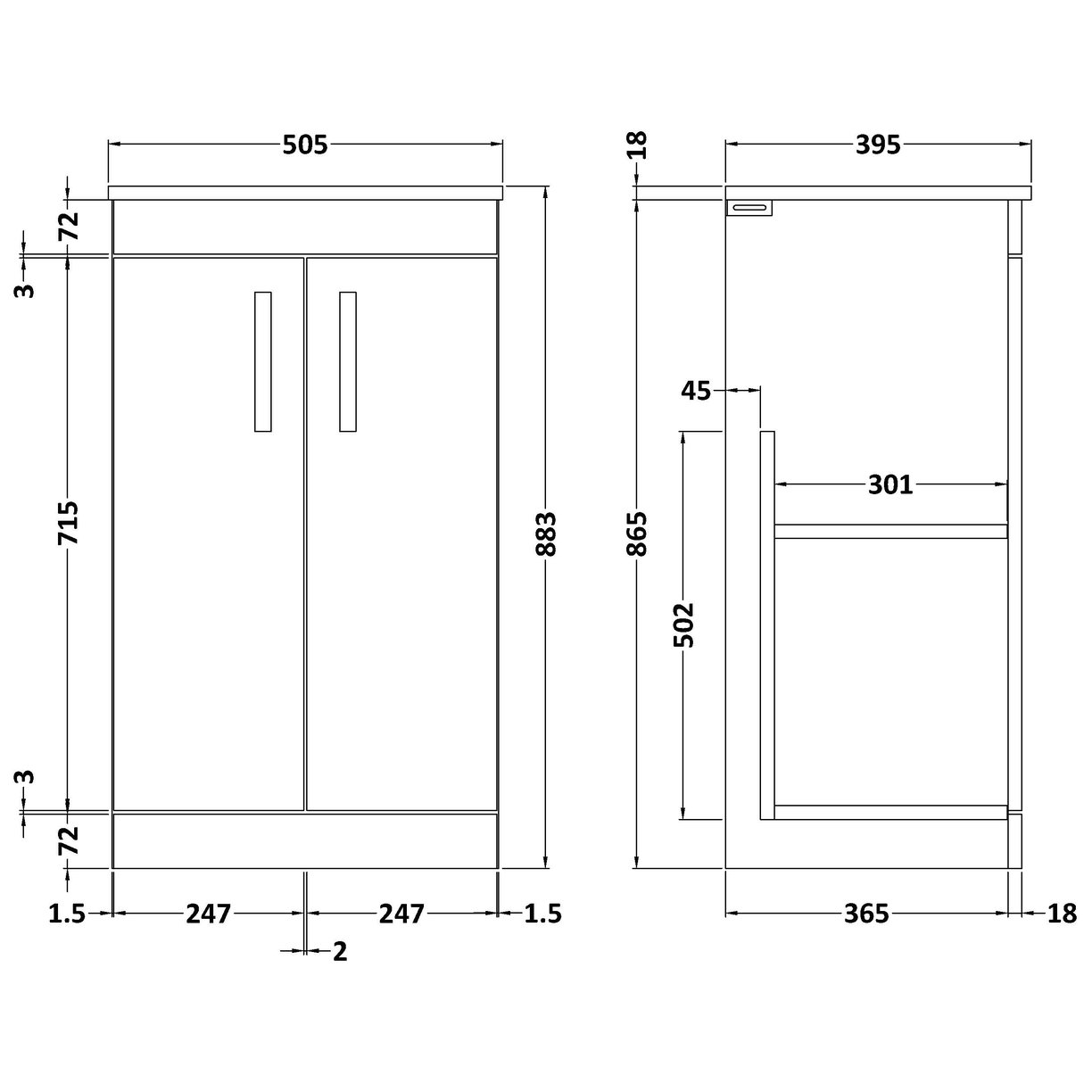 500 FS 2-Door Vanity & Basin 2