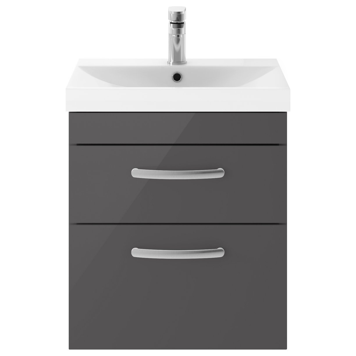 500mm WH 2-Drawer Vanity & Basin 3 - Gloss Grey