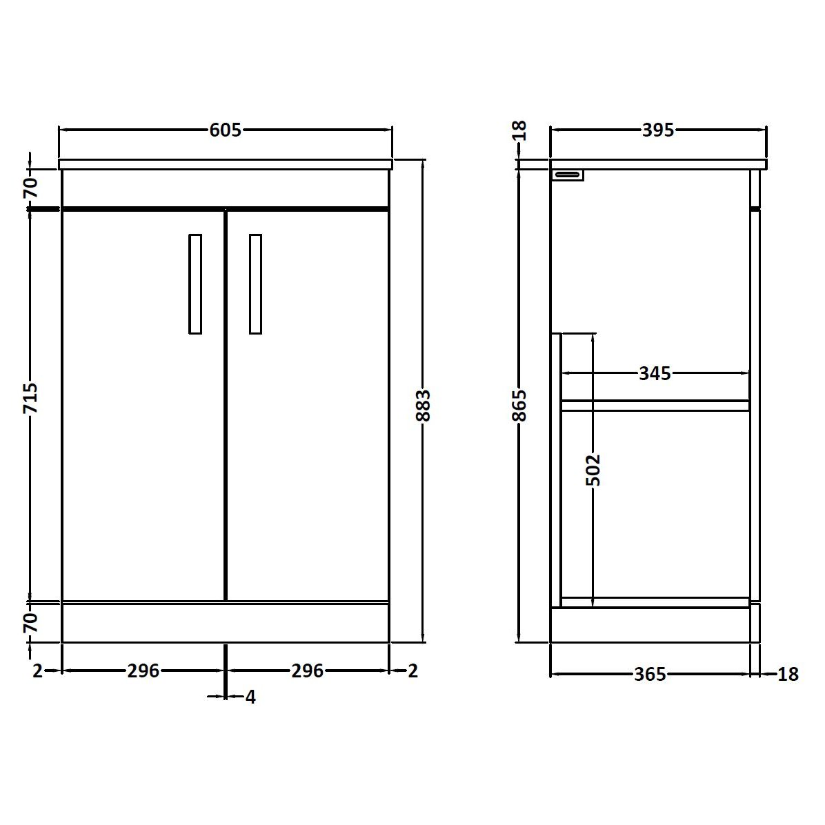 600 FS 2-Door Vanity & Worktop