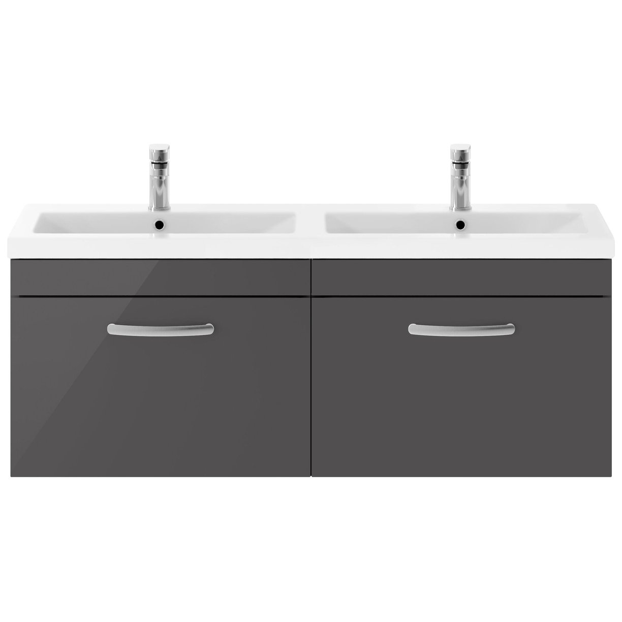 1200mm WH 2-Drawer Vanity & Double Basin - Gloss Grey