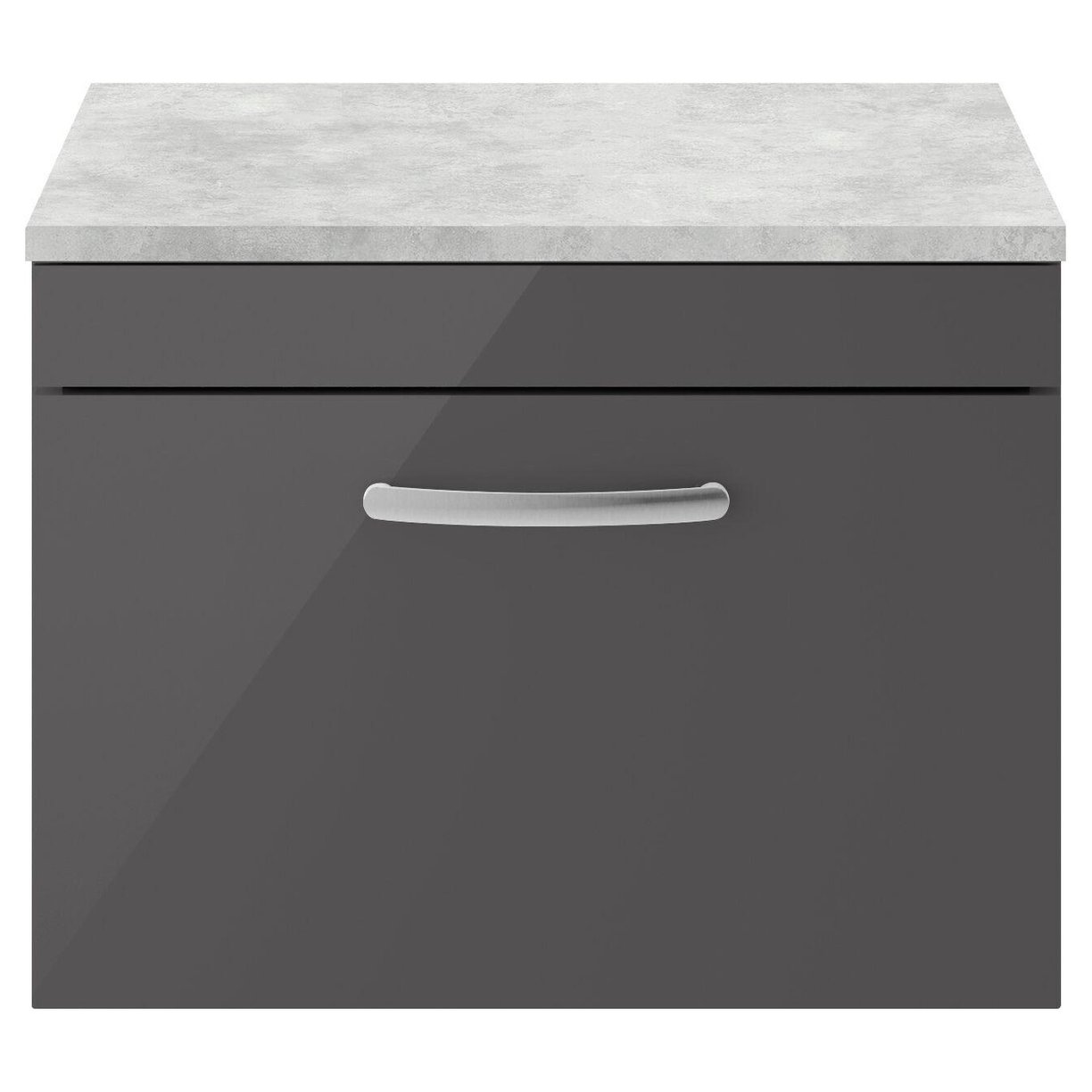 600mm WH Single Drawer Vanity & Worktop - Gloss Grey
