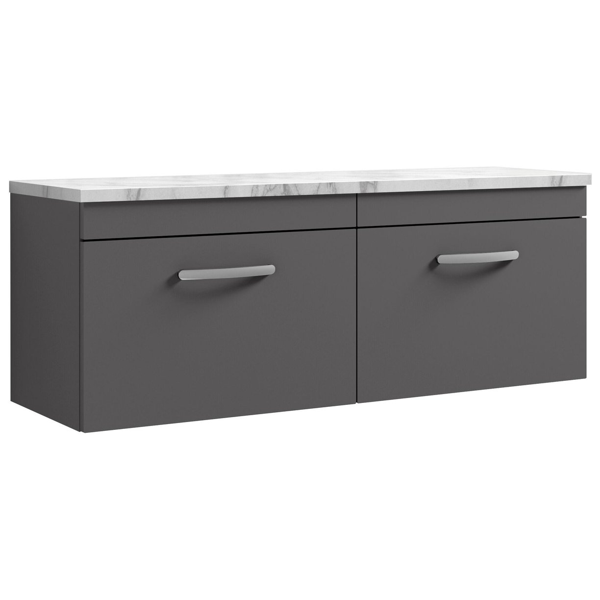 1200mm W/H 2-Drawer Unit & Lam Worktop - Gloss Grey