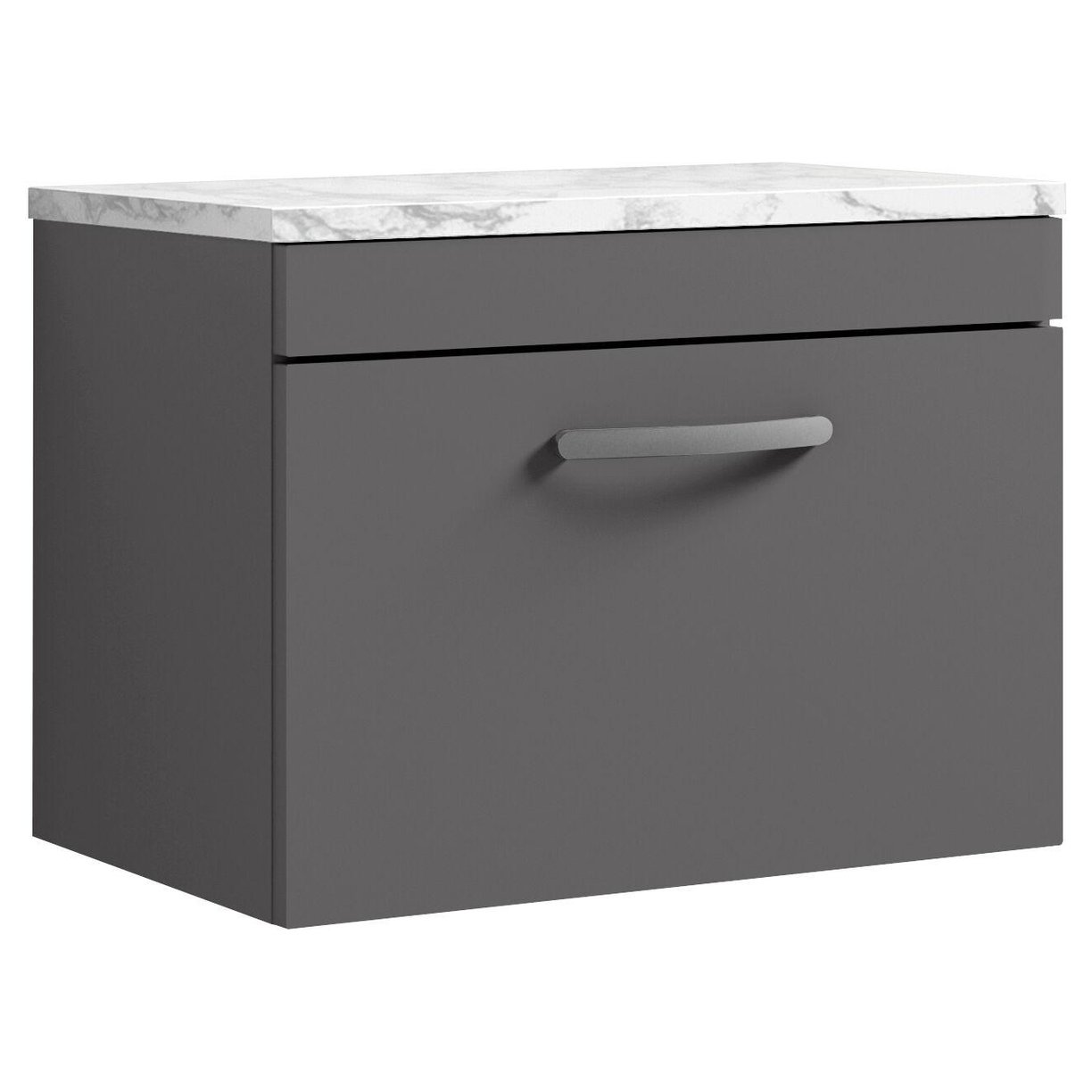 600mm W/H Single Drawer Unit & Lam Worktop - Gloss Grey