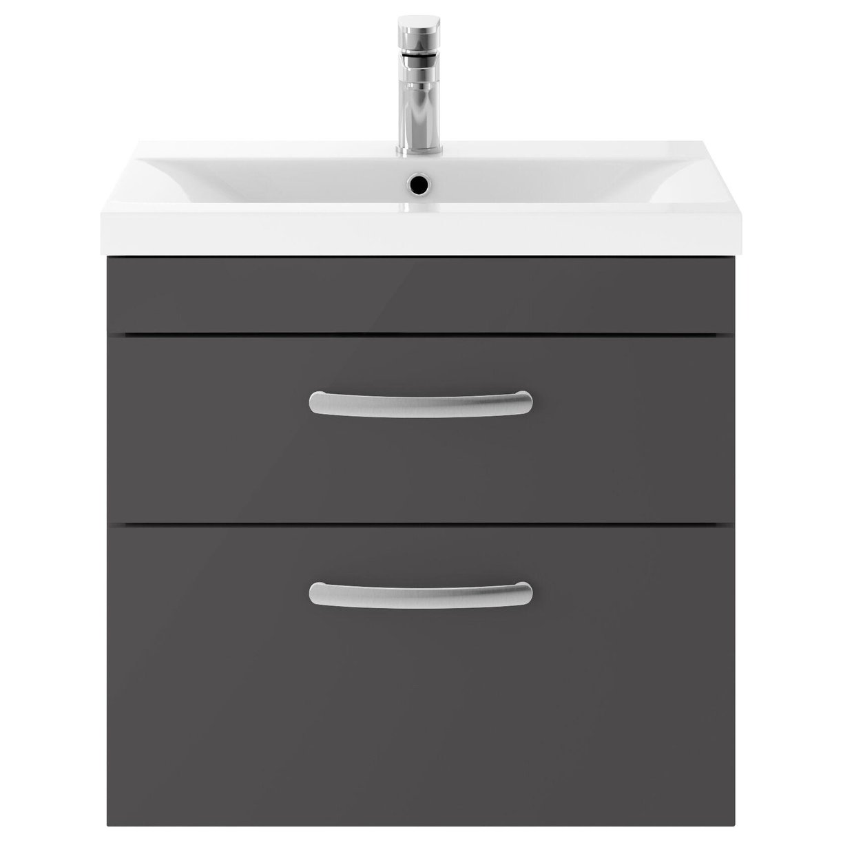 600mm WH 2-Drawer Vanity & Basin 1 - Gloss Grey
