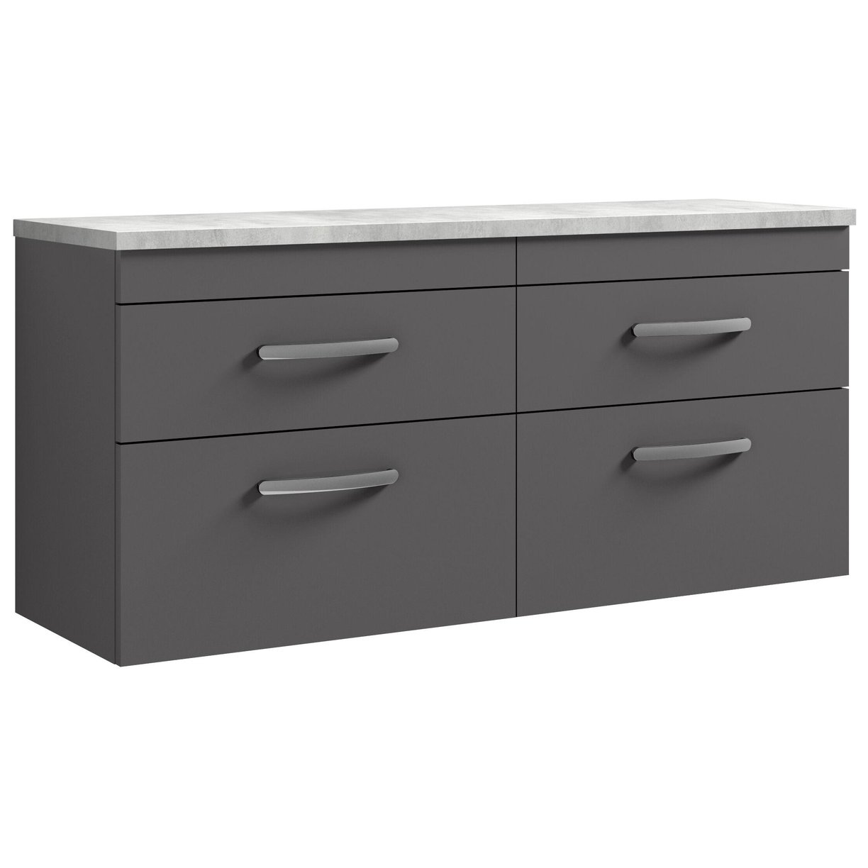 1200mm W/H 4-Drawer Unit & Lam Worktop - Gloss Grey