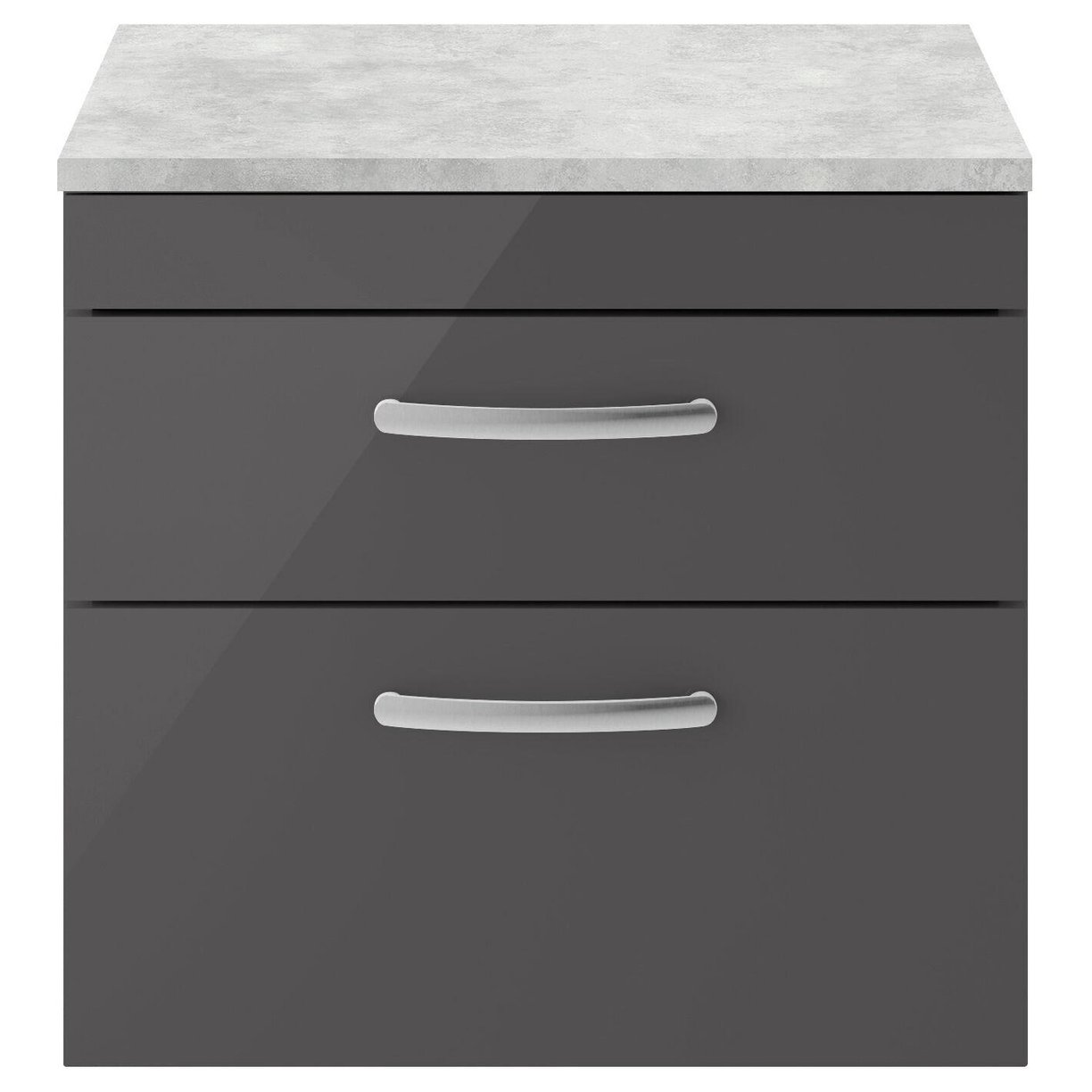 600mm WH 2-Drawer Vanity & Worktop - Gloss Grey
