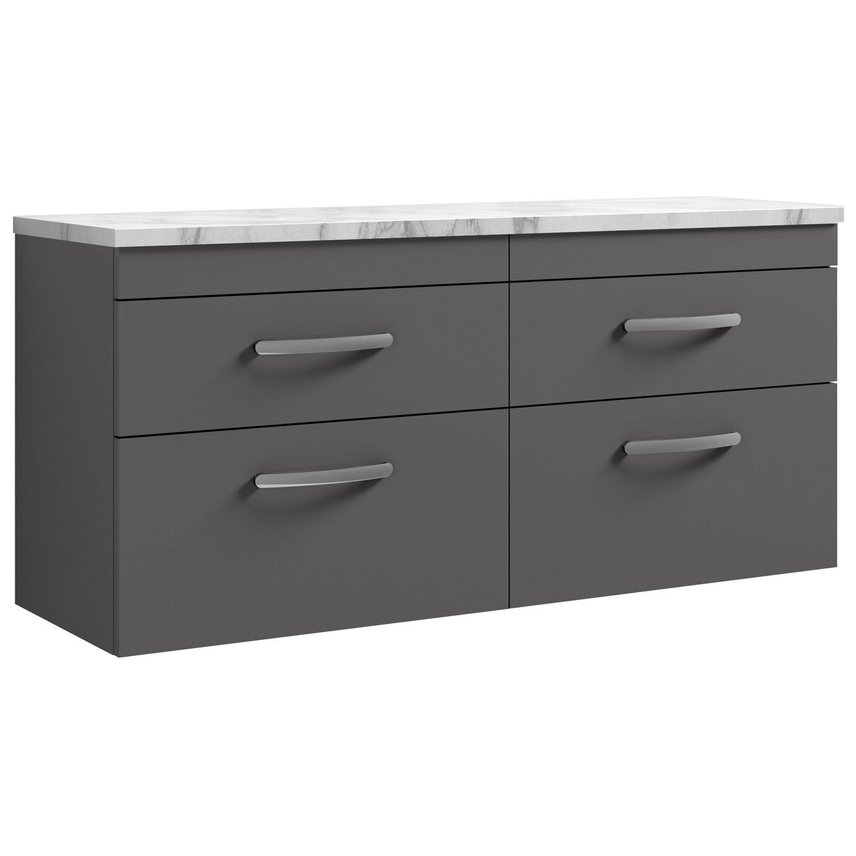 1200mm W/H 4-Drawer Unit & Lam Worktop - Gloss Grey