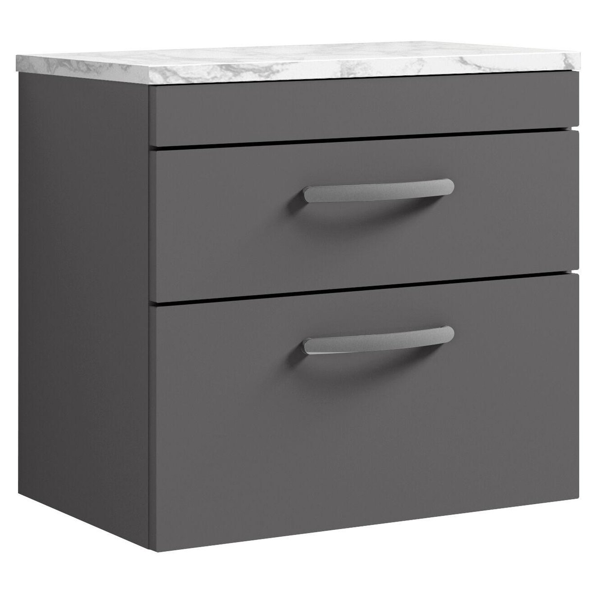 600mm W/H 2-Drawer Unit & Lam Worktop - Gloss Grey
