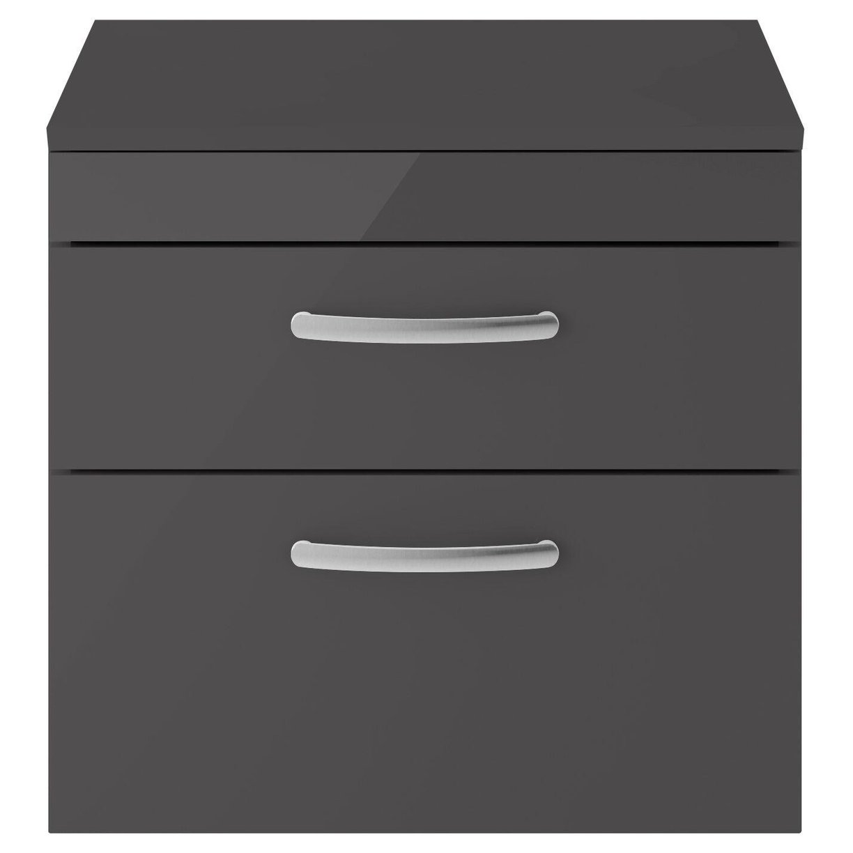 600mm WH 2-Drawer Vanity & Worktop - Gloss Grey