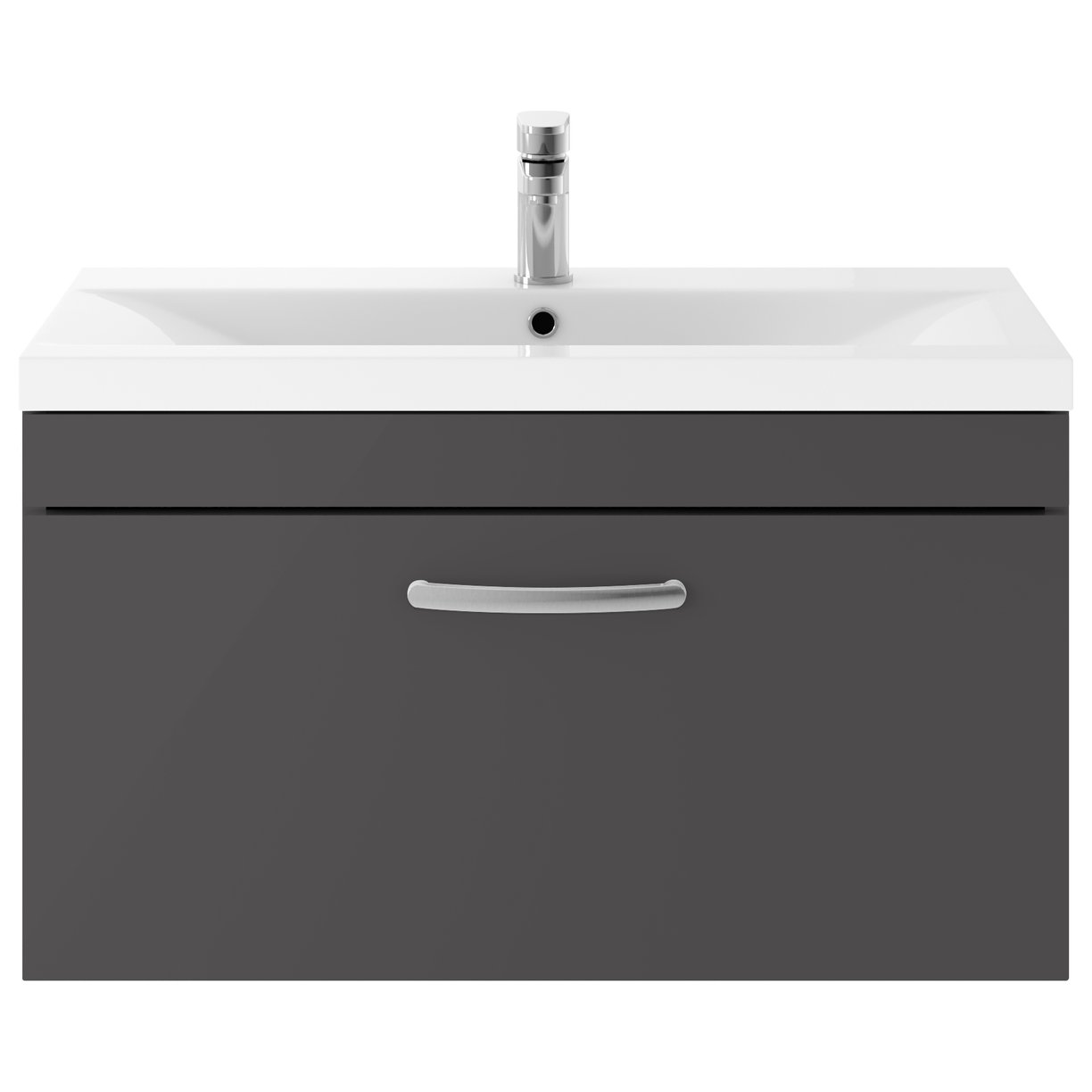 800mm WH Single Drawer Vanity & Basin 1 - Gloss Grey