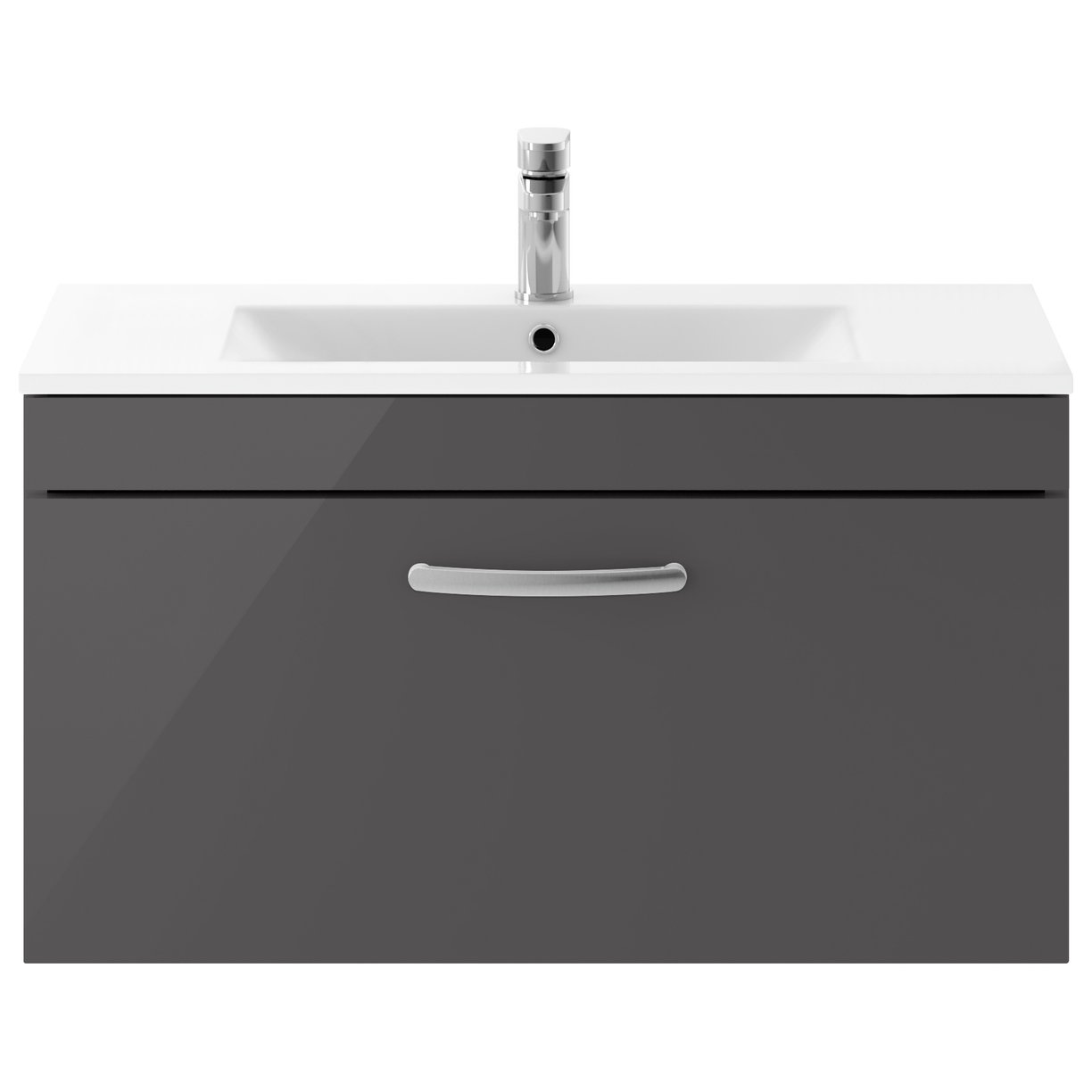 800mm WH Single Drawer Vanity & Basin 2 - Gloss Grey