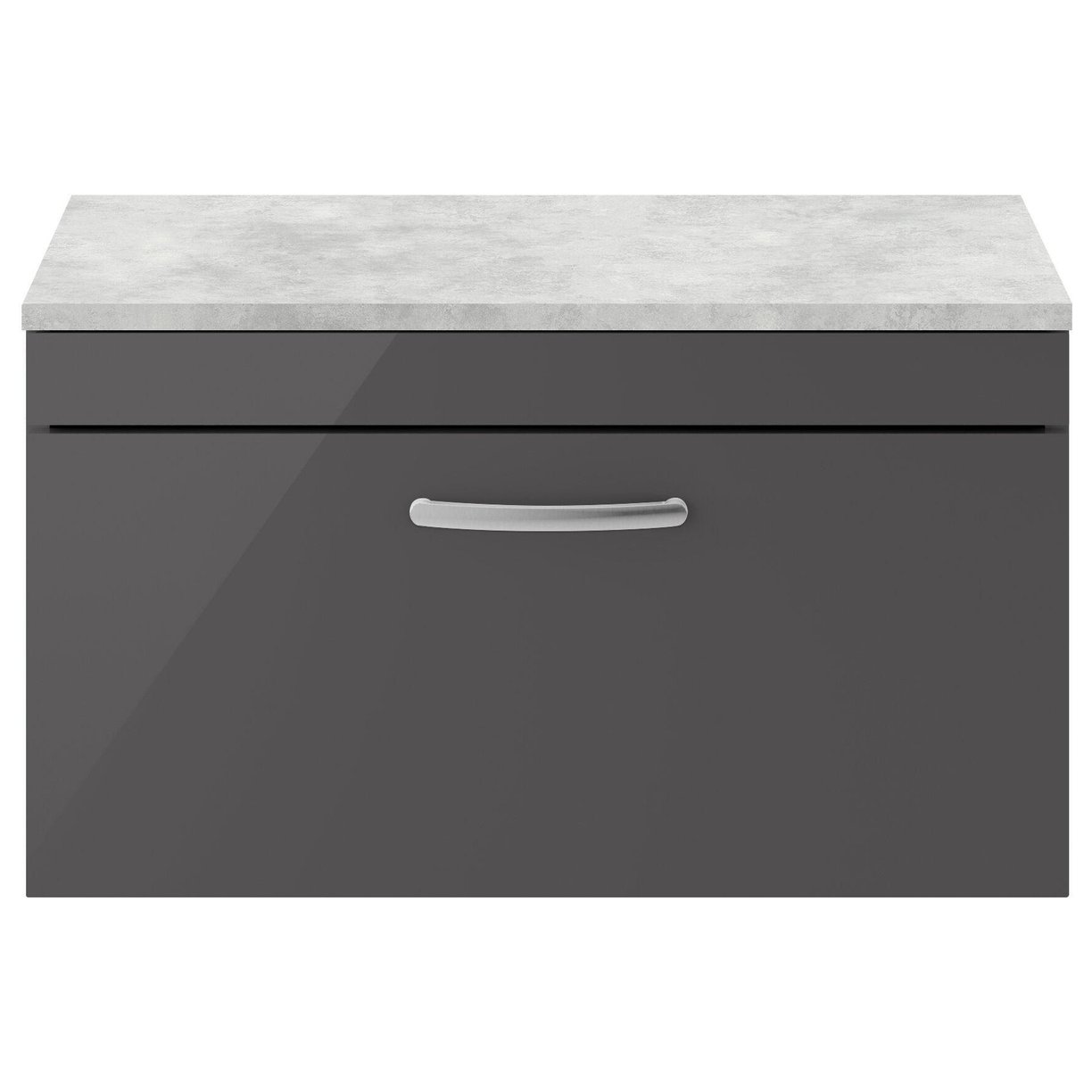 800mm WH Single Drawer Vanity & Worktop - Gloss Grey