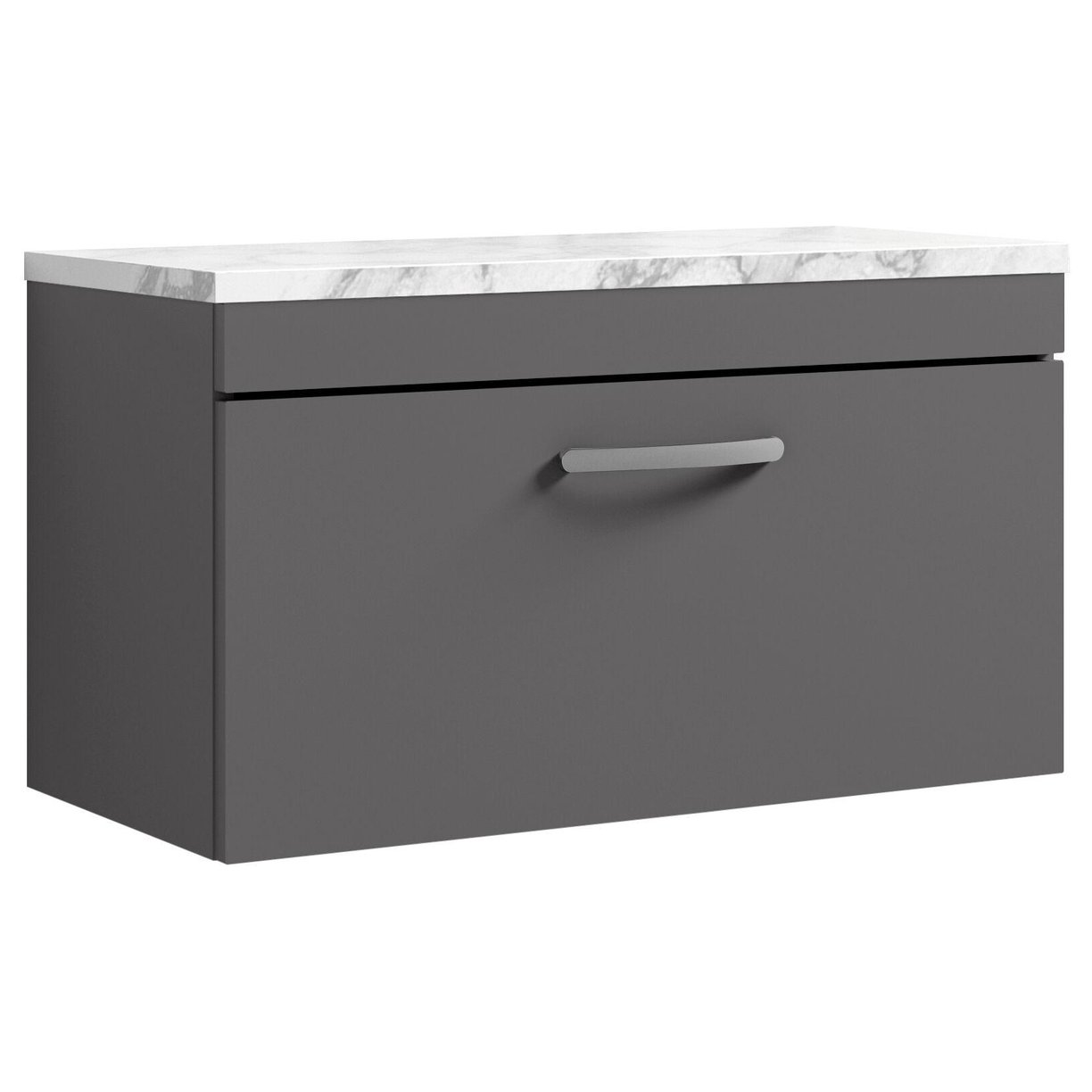 800mm W/H Single Drawer Unit & Lam Worktop - Gloss Grey