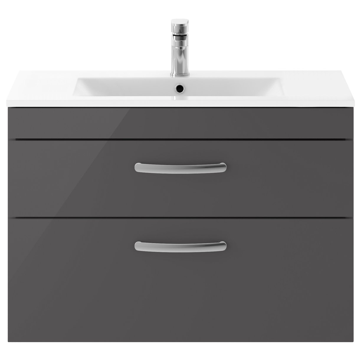 800mm WH 2-Drawer Vanity & Basin 2 - Gloss Grey