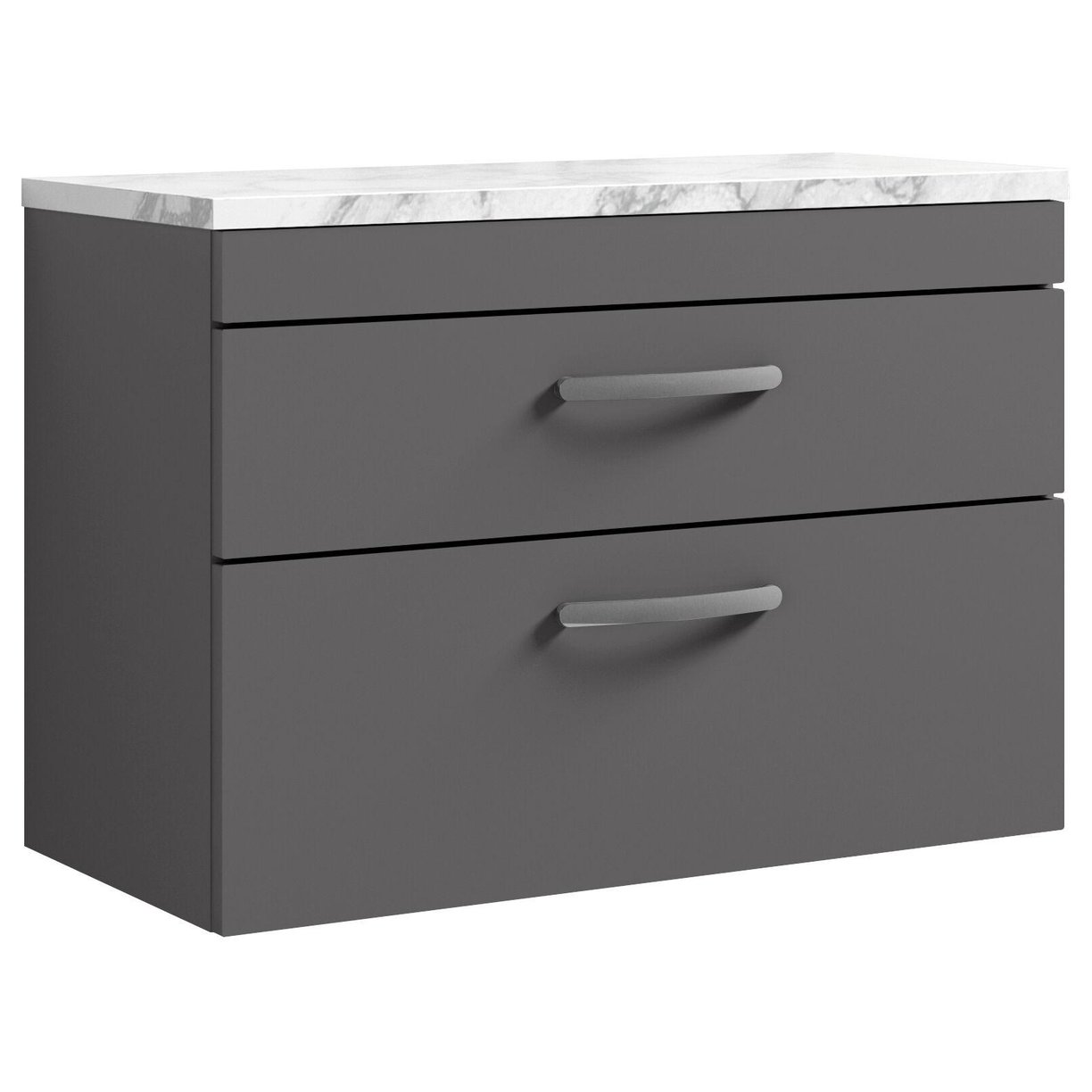 800mm W/H 2-Drawer Unit & Lam Worktop - Gloss Grey