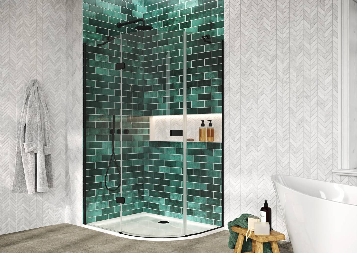 Athena Hinged Offset Quadrant 1200 x 900mm