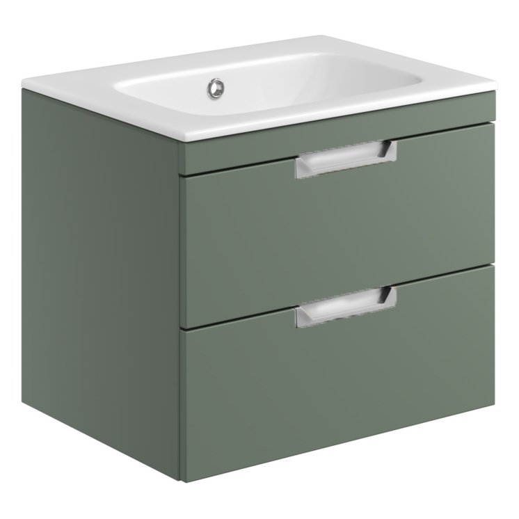 Aubrey 600 Wall Hung Vanity Unit (inc. Chrome Handles) & Basin