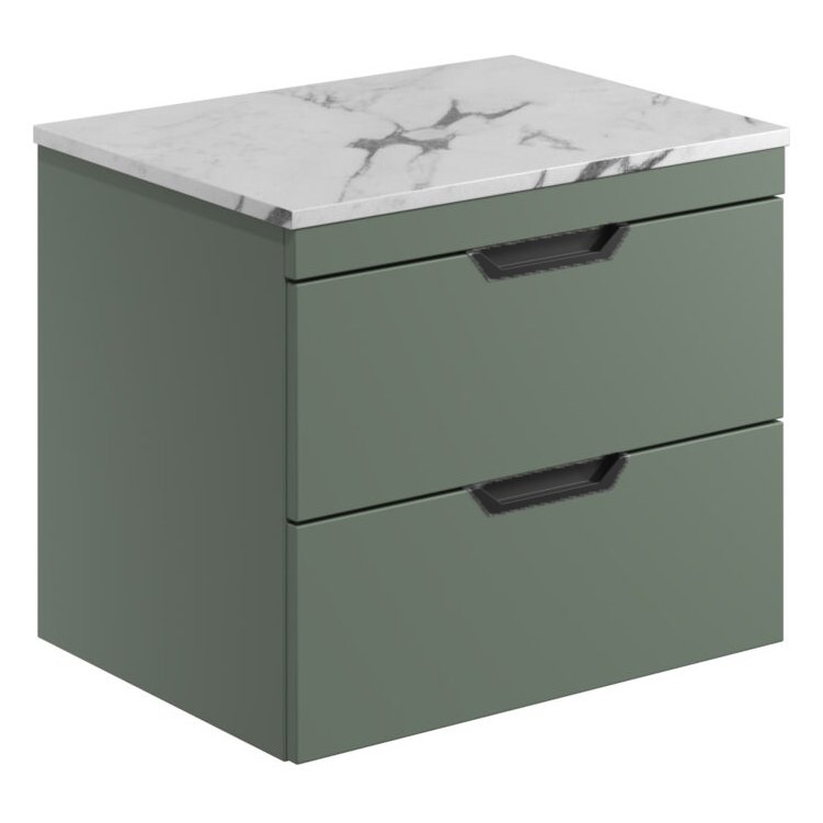 Aubrey 600 Wall Hung Vanity Unit (inc. Black Handles) & Countertop