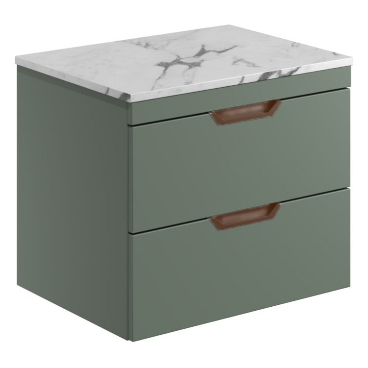 Aubrey 600 Wall Hung Vanity Unit (inc. Brushed Bronze Handles) & Countertop