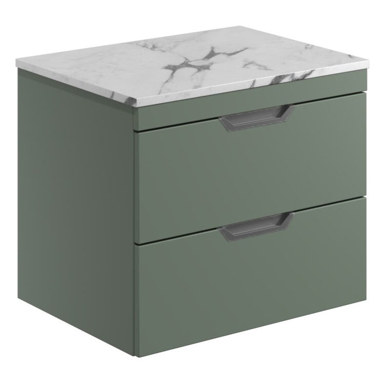 Aubrey 600 Wall Hung Vanity Unit (inc. Gunmetal Handles) & Countertop