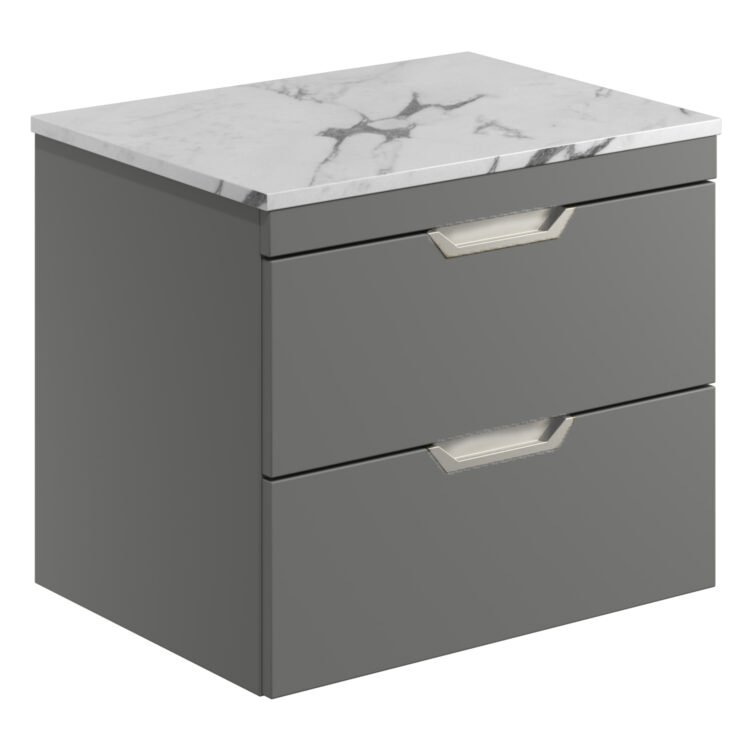 Aubrey 600 Wall Hung Vanity Unit (inc. Chrome Handles) & Countertop