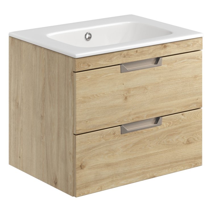 Aubrey 600 Wall Hung Vanity Unit (inc. Brushed Nickel Handles) & Basin