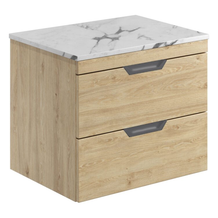 Aubrey 600 Wall Hung Vanity Unit (inc. Gunmetal Handles) & Countertop