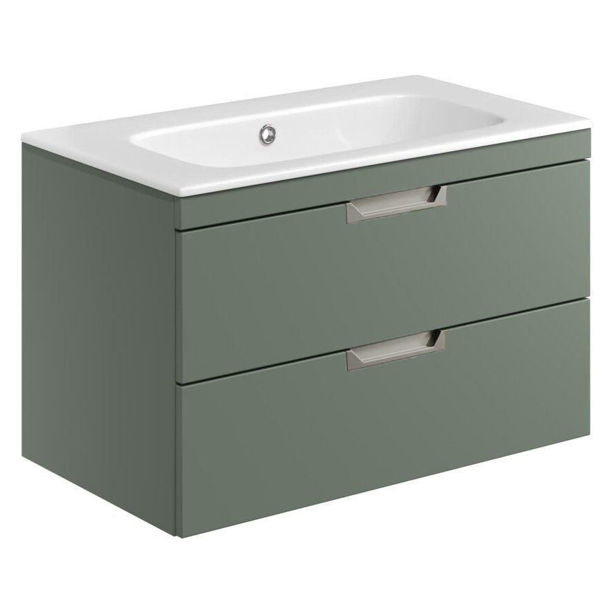 Aubrey 800 Wall Hung Vanity Unit (inc. Brushed Nickel Handles) & Basin