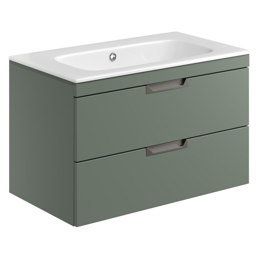Aubrey 800 Wall Hung Vanity Unit (inc. Gunmetal Handles) & Basin