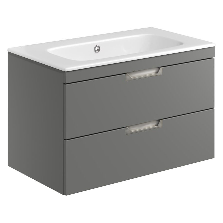 Aubrey 800 Wall Hung Vanity Unit (inc. Chrome Handles) & Basin