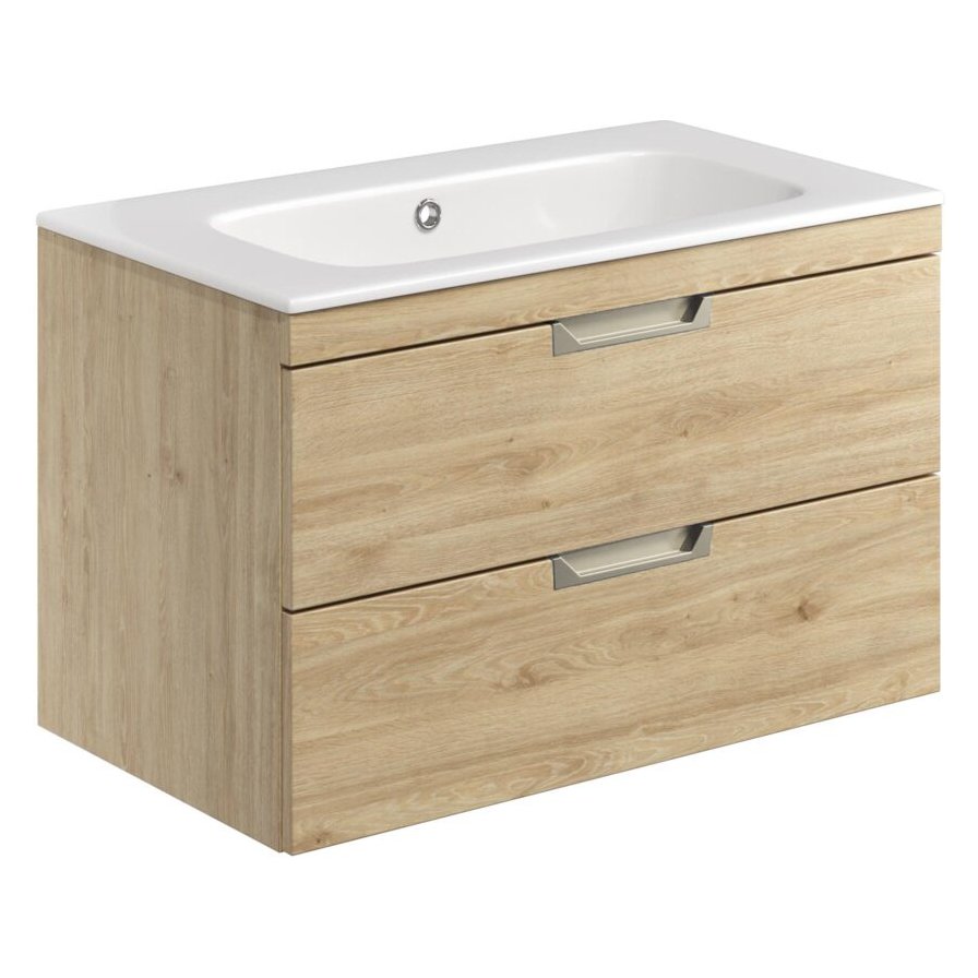 Aubrey 800 Wall Hung Vanity Unit (inc. Brushed Nickel Handles) & Basin