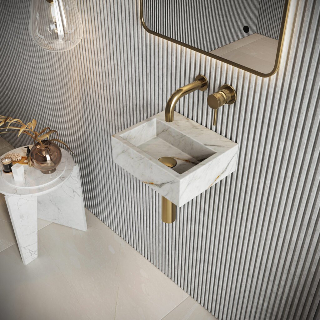 Marble wall mounted basin A.White 300x250x100 Honed