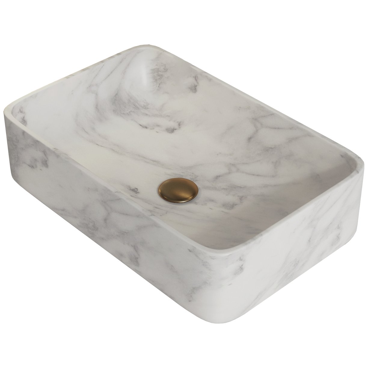 Marble lozenge countertop basin Venato White 420x270x110 Honed