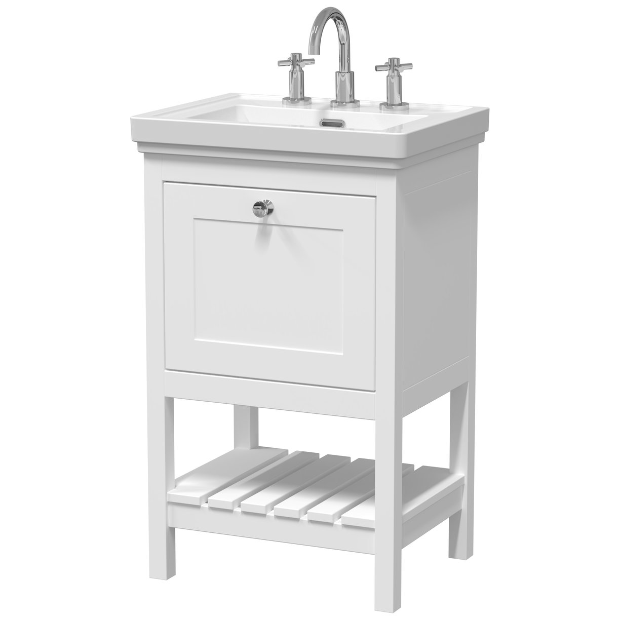 500 F/S Single Drawer Unit & Classic Basin 3Th - Pure White