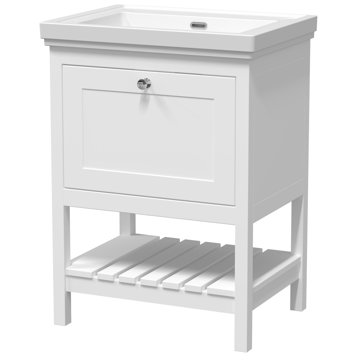 600 F/S Single Drawer Unit & Classic Basin 0Th - Pure White